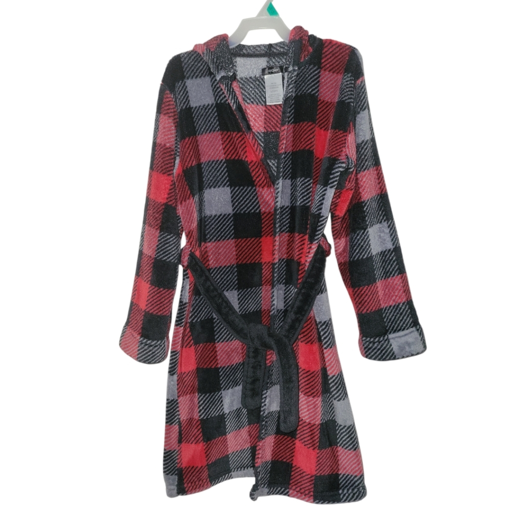 Cuddl Duds Boys Christmas Plush Hooded Robe, L (12/14), EUC